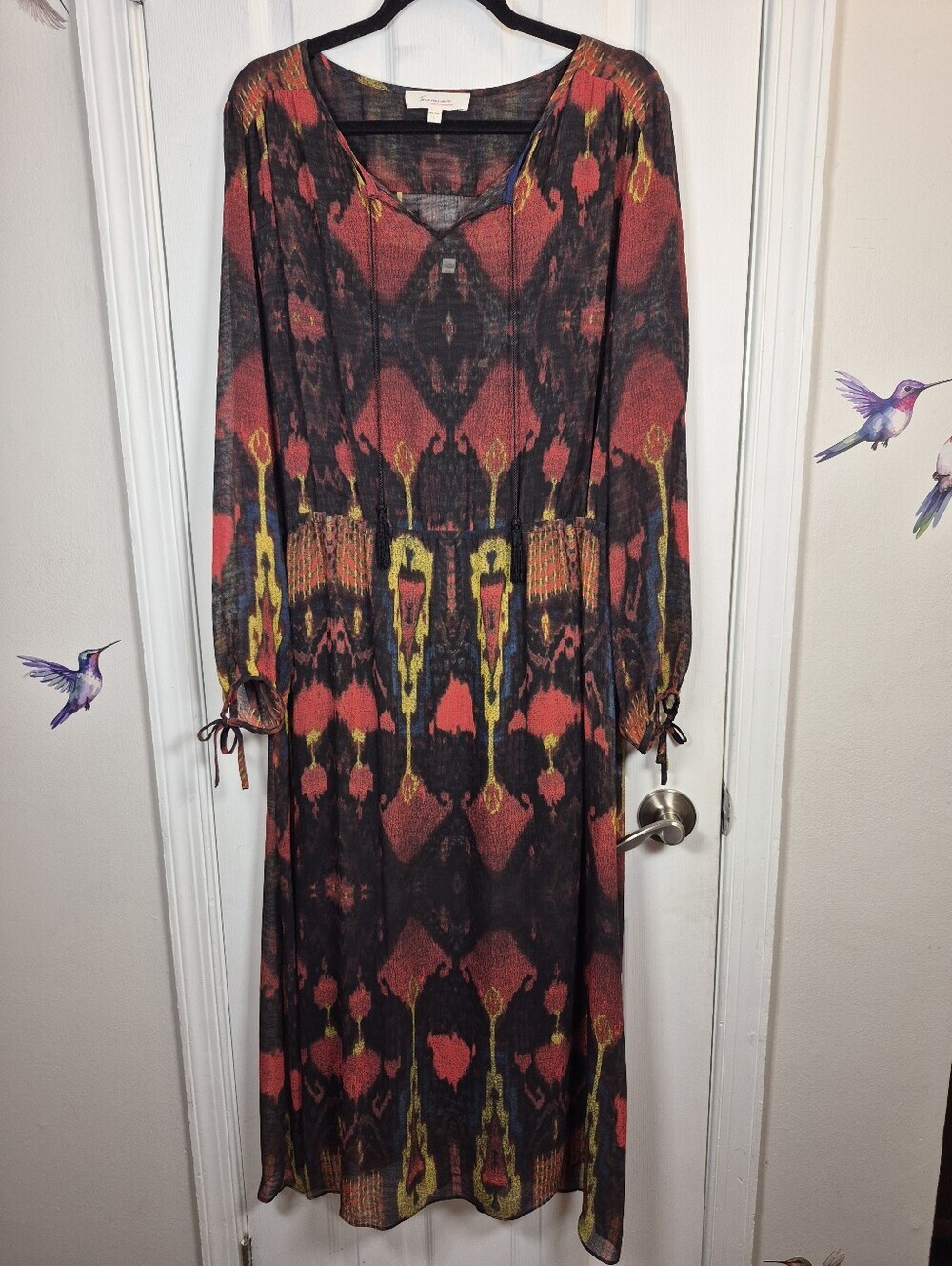 TWO BY VINCE CAMUTO Ikat Tassel Boho Maxi Dress Large